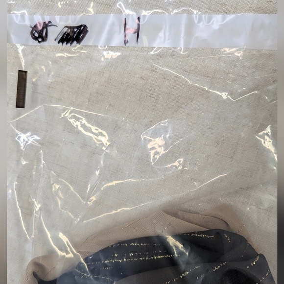 Sara Michelle Tan Black Ombré Blouse Gold Metallic Shimmer M - Picture 12 of 12